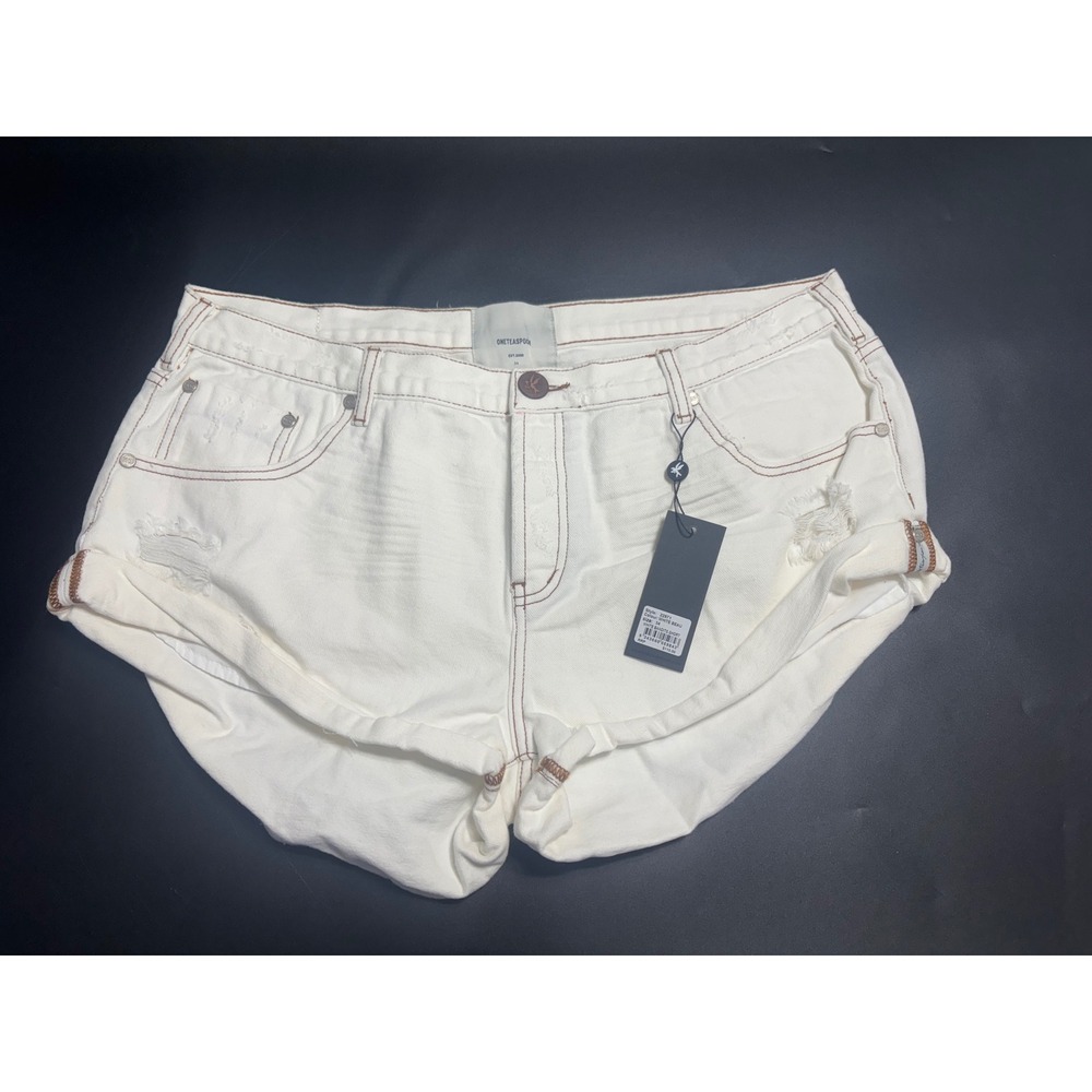 One Teaspoon NWT Bandits Low Waist Denim Shorts White Beauty 34 MSRP$110